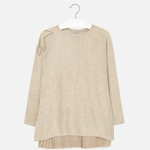 7933 Girl long sleeve knit with chiffon dress