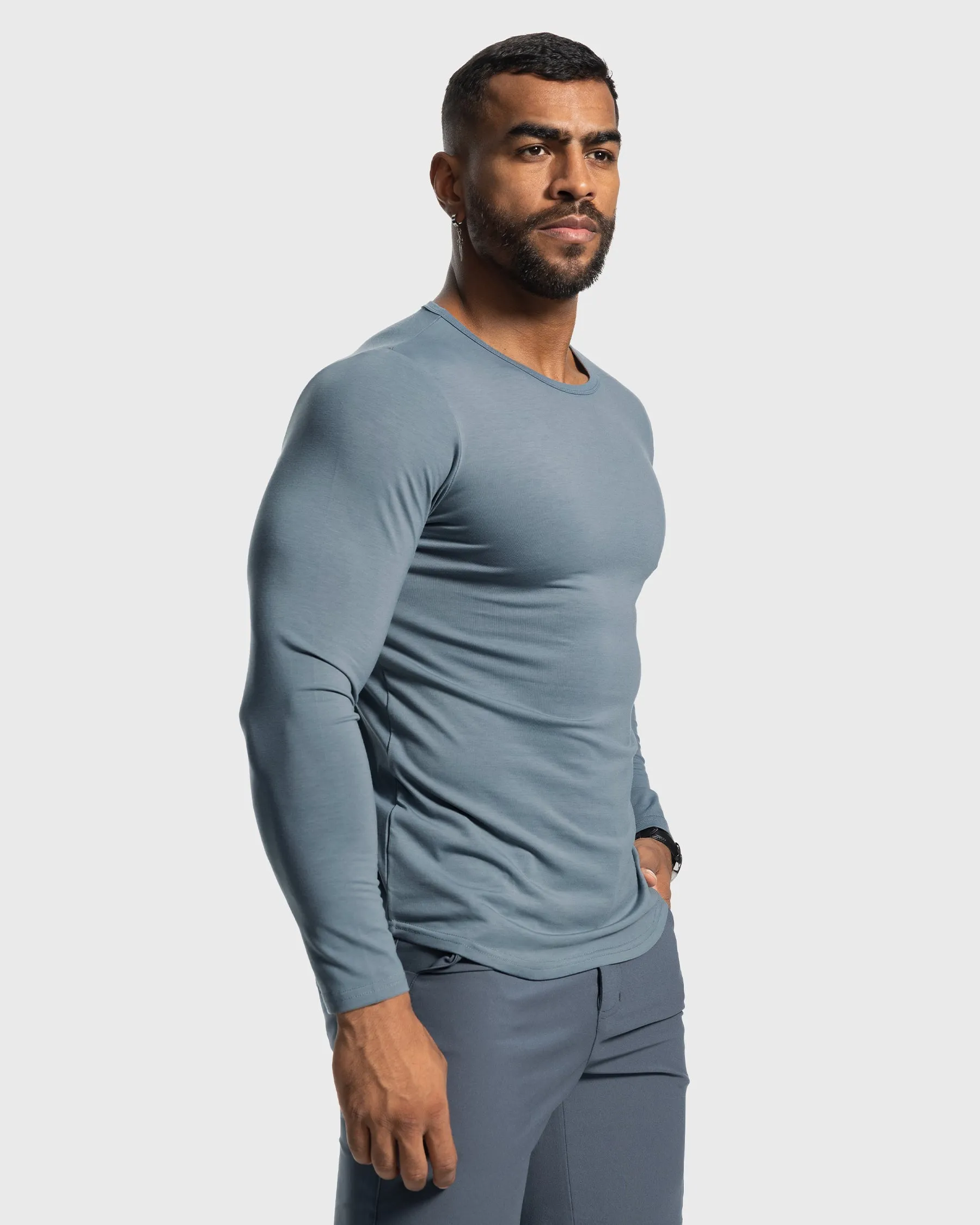 All Day Elite Curve-Hem Tee Stretch Long Sleeve
