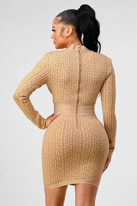 ATHINA HOLIDAY COLLECTION GOLD BANDAGE DRESS