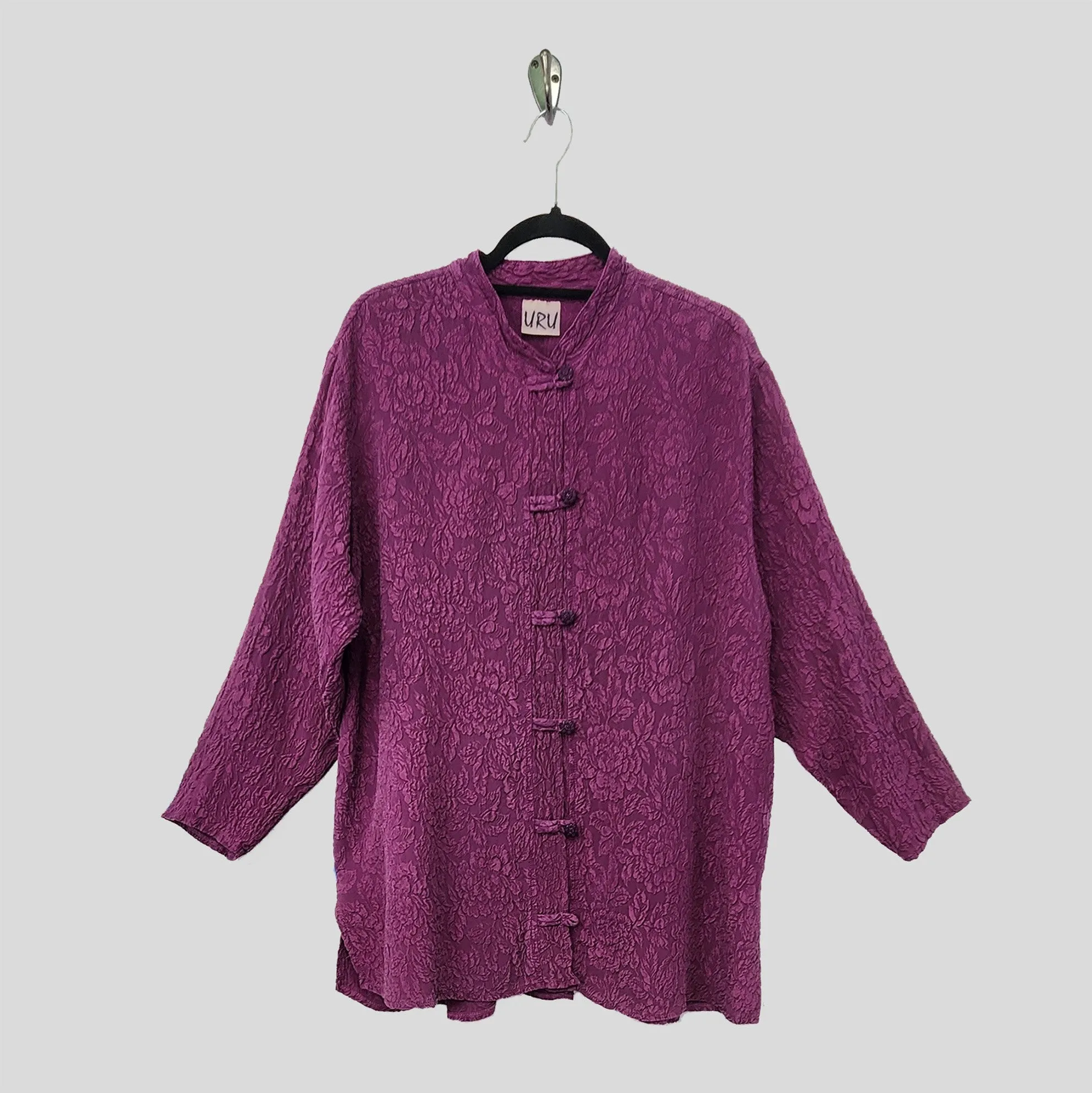 Boat Coat in Mulberry Textured Silk