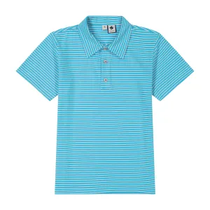 Boys Short Sleeve Polo Turquoise Stripe