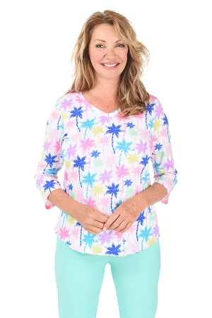 Brushstroke Palms High-Low Knit Top