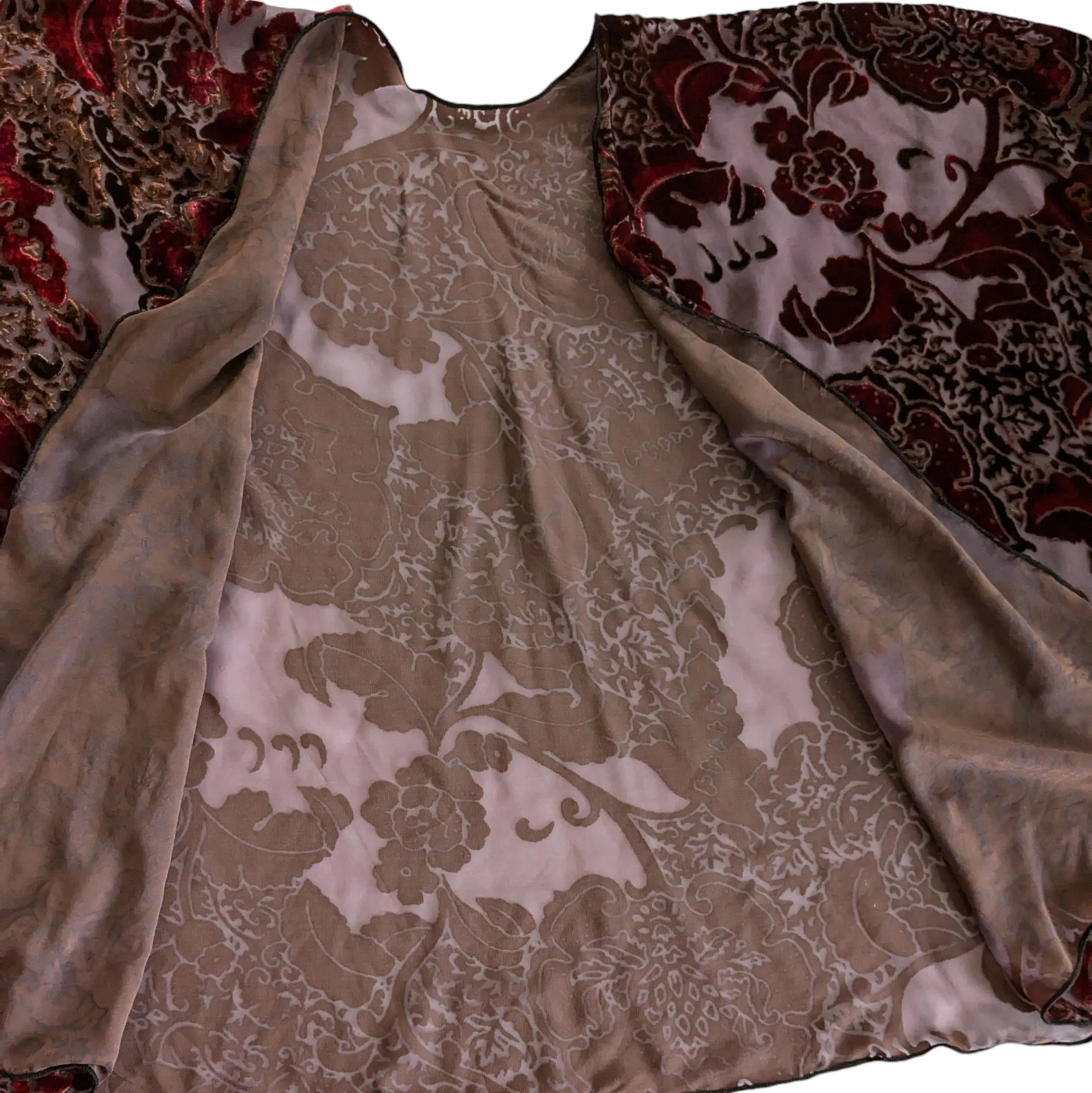 Burn Out Velvet Open Front Poncho