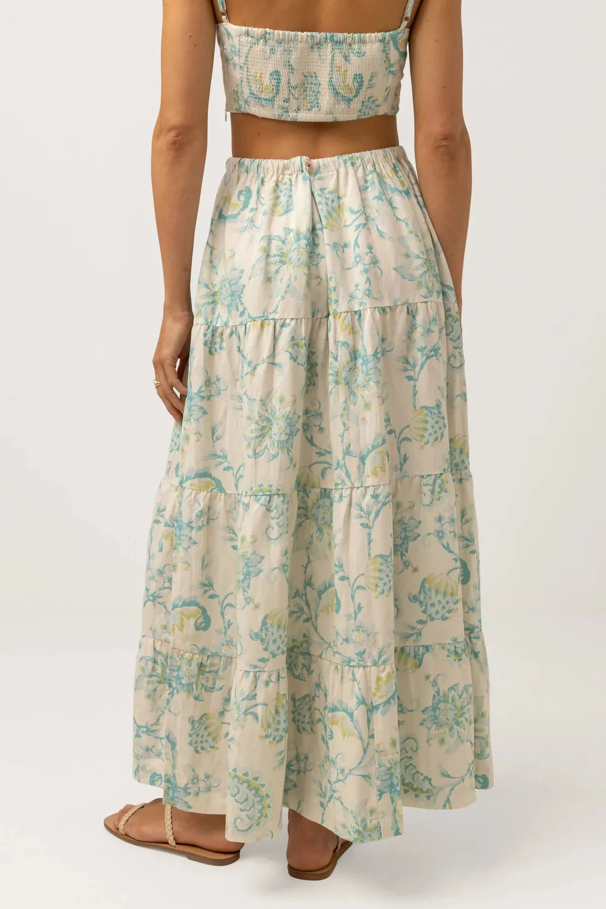 CAIRO TIERED MAXI SKIRT - BLUE