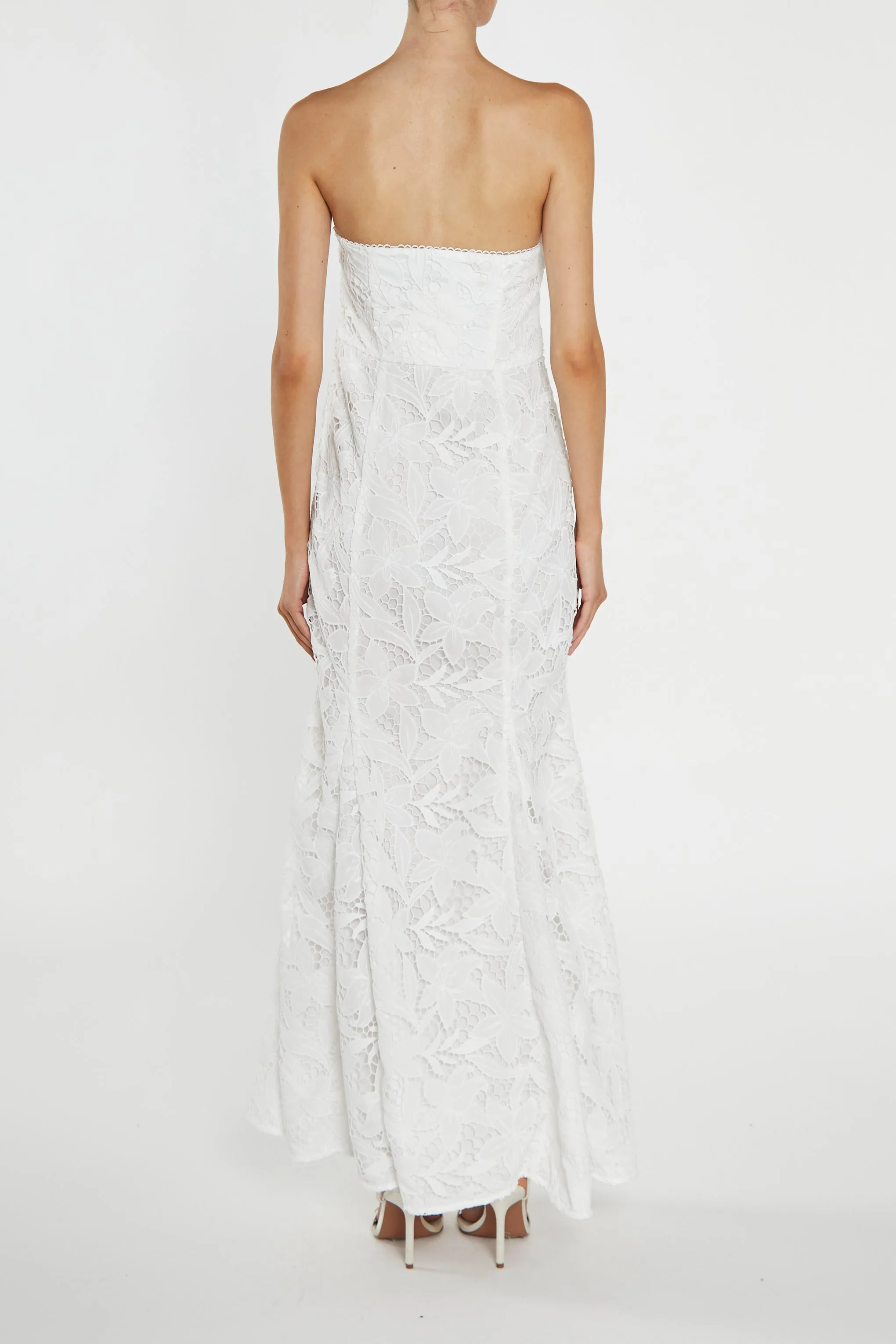Camille White Strapless Button-Down Maxi Dress