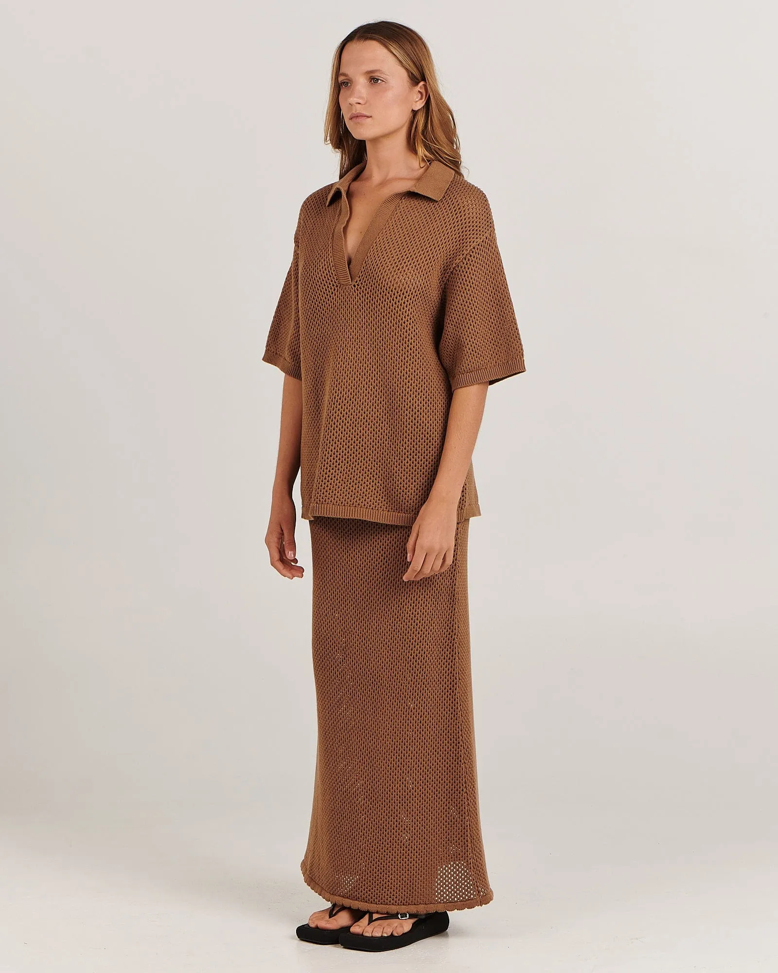 CHARLIE HOLIDAY SARAH MAXI SKIRT - BROWN