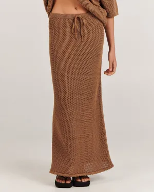 CHARLIE HOLIDAY SARAH MAXI SKIRT - BROWN