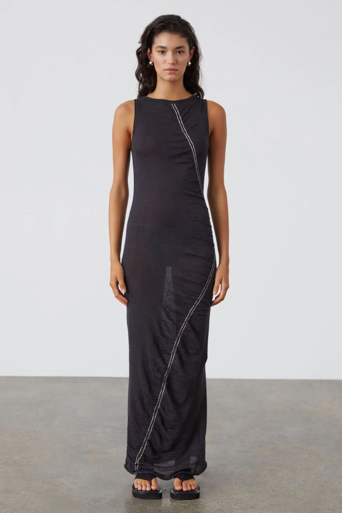Contrast Knit Dress - Black