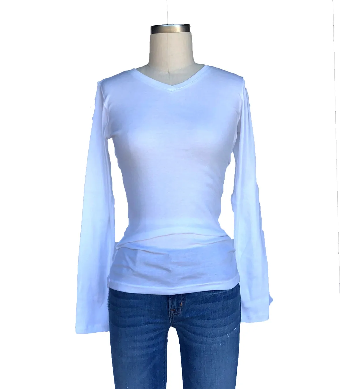 Cotton Cross Neck LS - Rib Knit