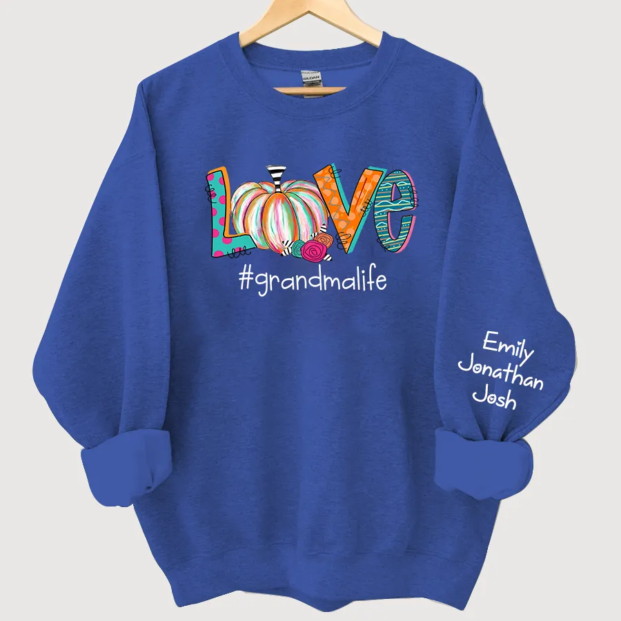 Customized Colorfull Love Grandma Pumpkins Autumn Sweatshirt