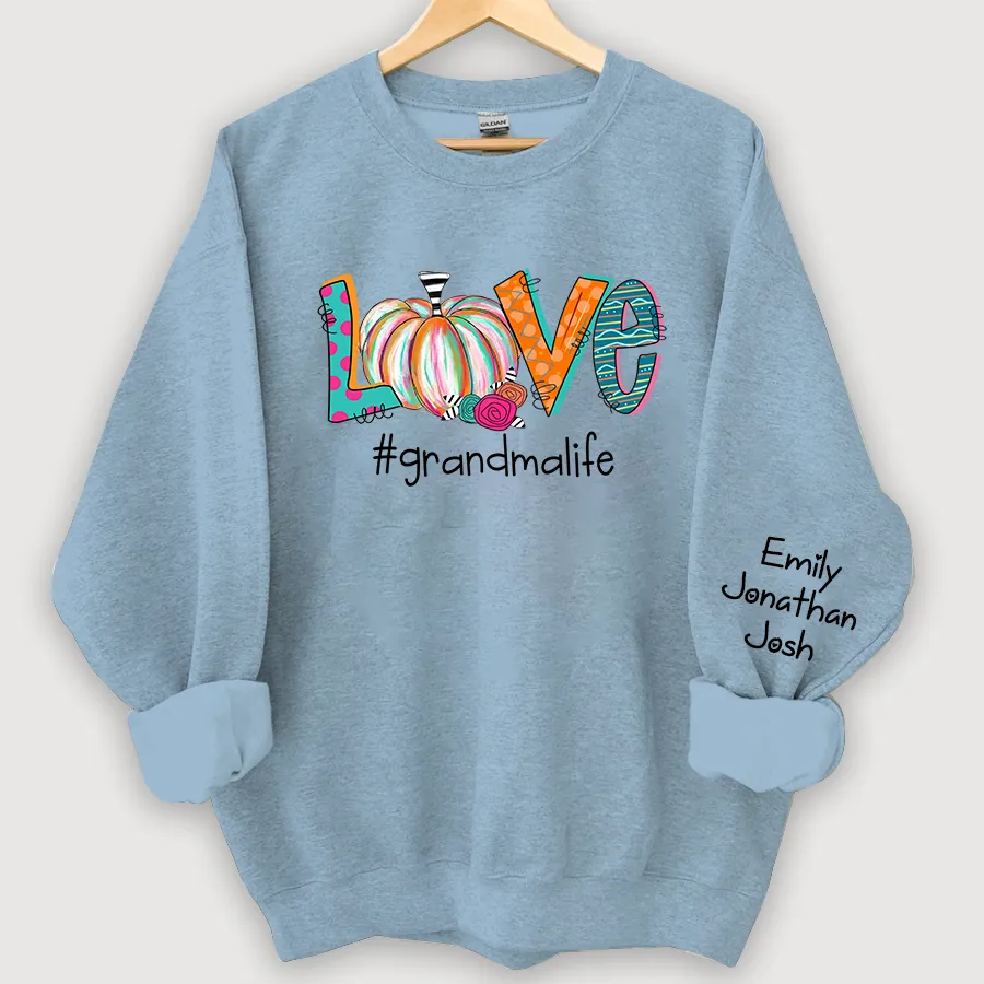 Customized Colorfull Love Grandma Pumpkins Autumn Sweatshirt