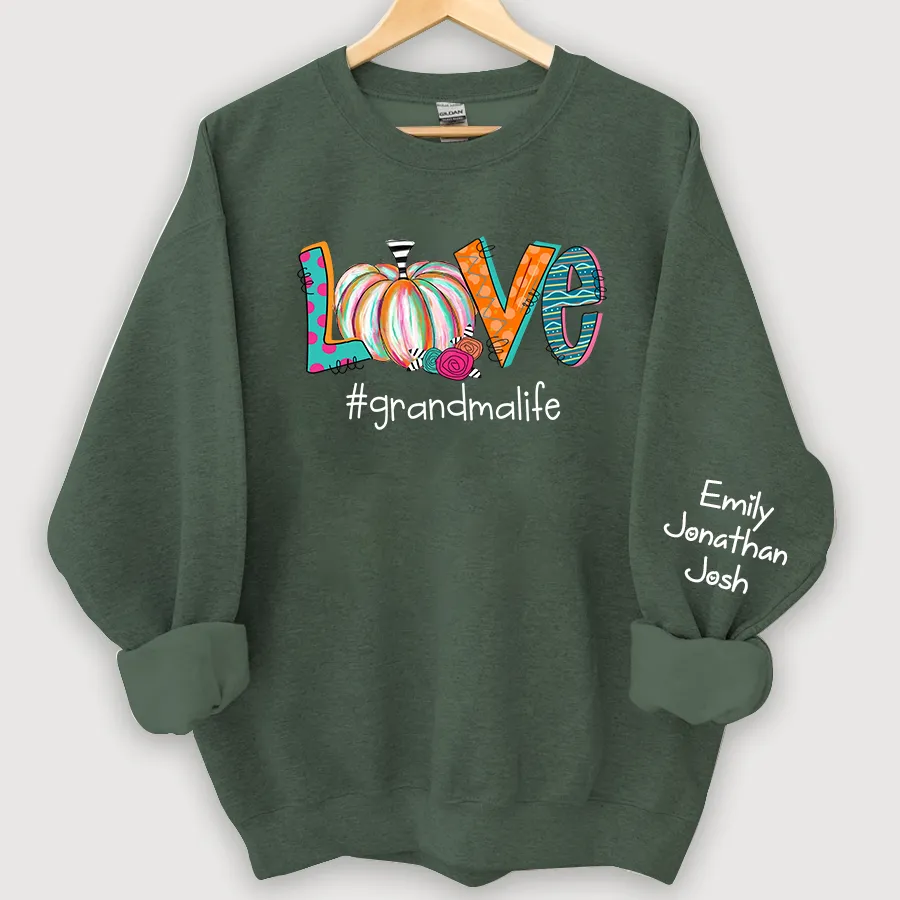 Customized Colorfull Love Grandma Pumpkins Autumn Sweatshirt