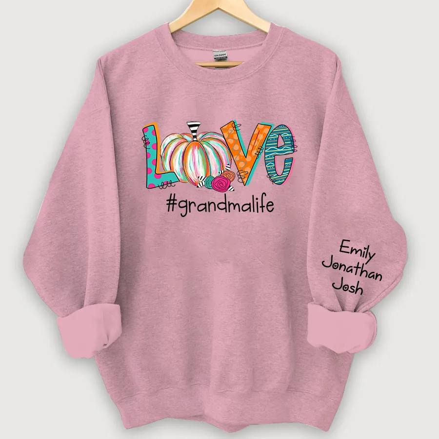 Customized Colorfull Love Grandma Pumpkins Autumn Sweatshirt