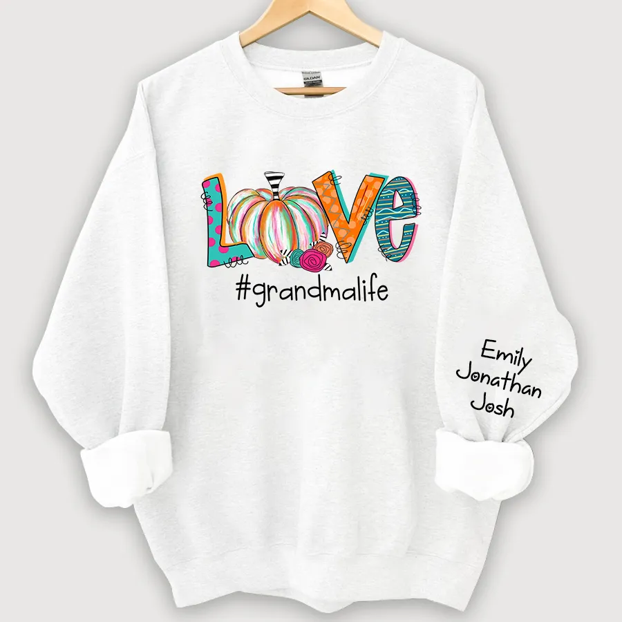 Customized Colorfull Love Grandma Pumpkins Autumn Sweatshirt