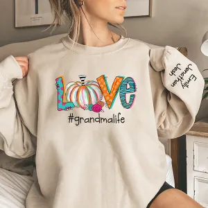 Customized Colorfull Love Grandma Pumpkins Autumn Sweatshirt