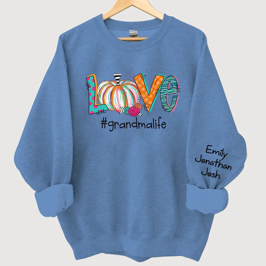 Customized Colorfull Love Grandma Pumpkins Autumn Sweatshirt