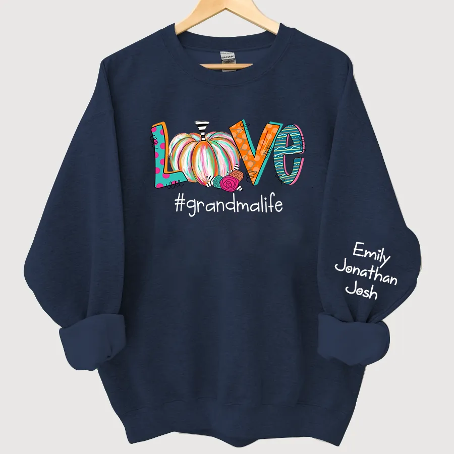 Customized Colorfull Love Grandma Pumpkins Autumn Sweatshirt