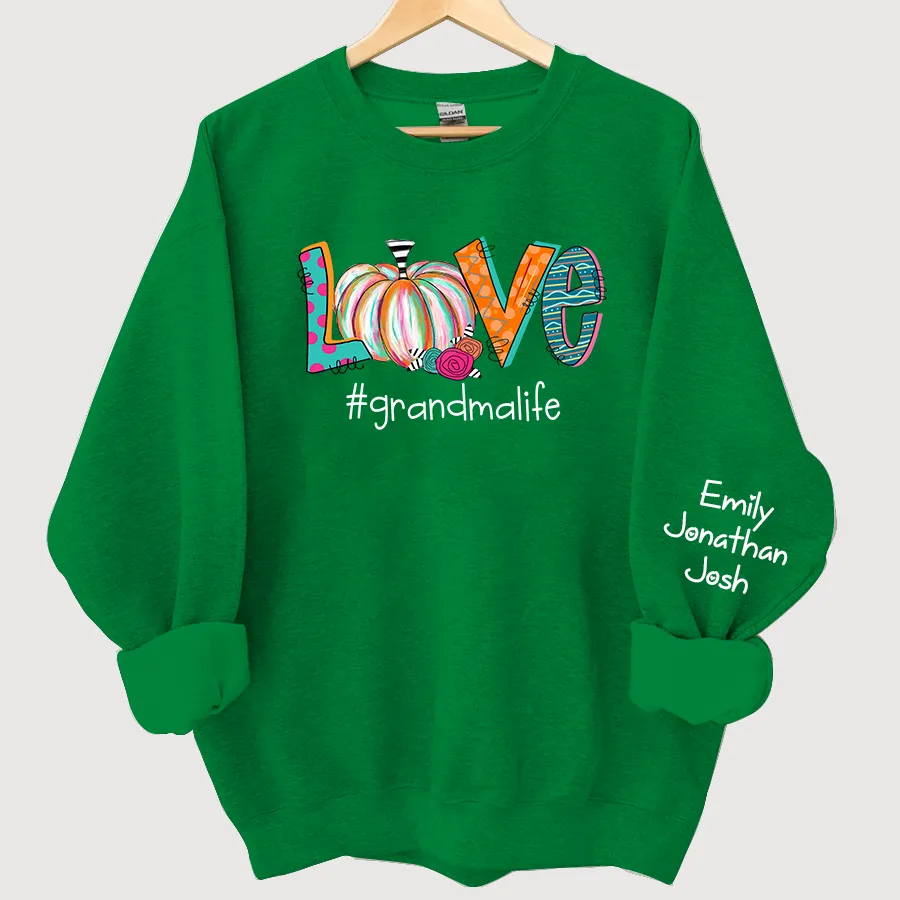 Customized Colorfull Love Grandma Pumpkins Autumn Sweatshirt