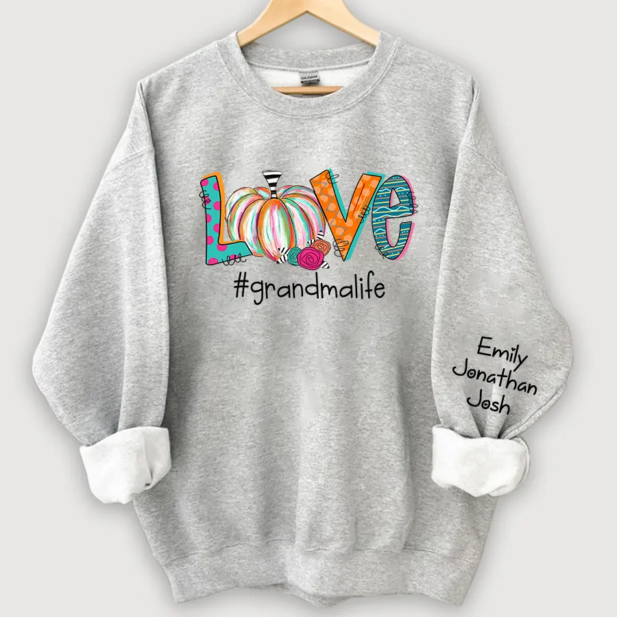 Customized Colorfull Love Grandma Pumpkins Autumn Sweatshirt