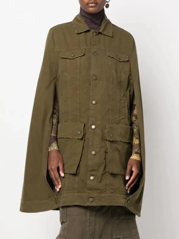 Denim Lapel Long Sleeve Patchwork Single Breasted Vintage Jacket