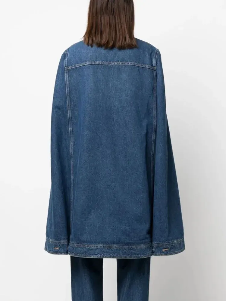 Denim Lapel Long Sleeve Patchwork Single Breasted Vintage Jacket