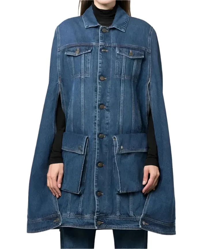 Denim Lapel Long Sleeve Patchwork Single Breasted Vintage Jacket
