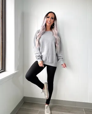 DOORBUSTER Heather Grey Oversized Fleece Sweatshirt