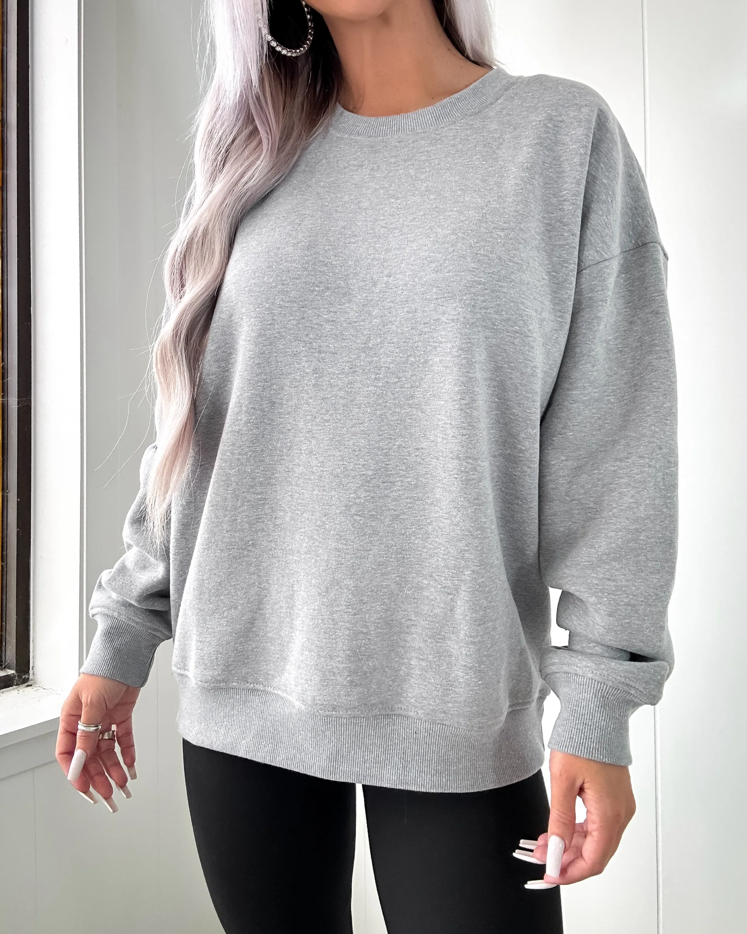 DOORBUSTER Heather Grey Oversized Fleece Sweatshirt