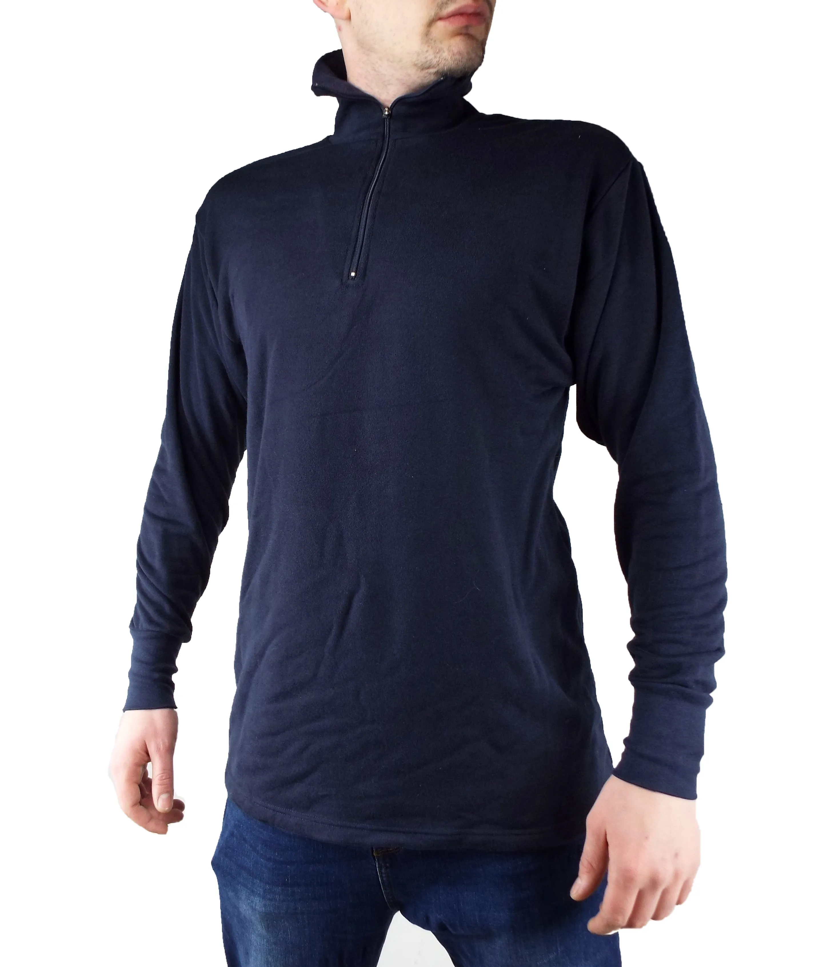 Dutch Military - Long-sleeve Thermal Zipped Neck Top - Navy Blue - Grade 1