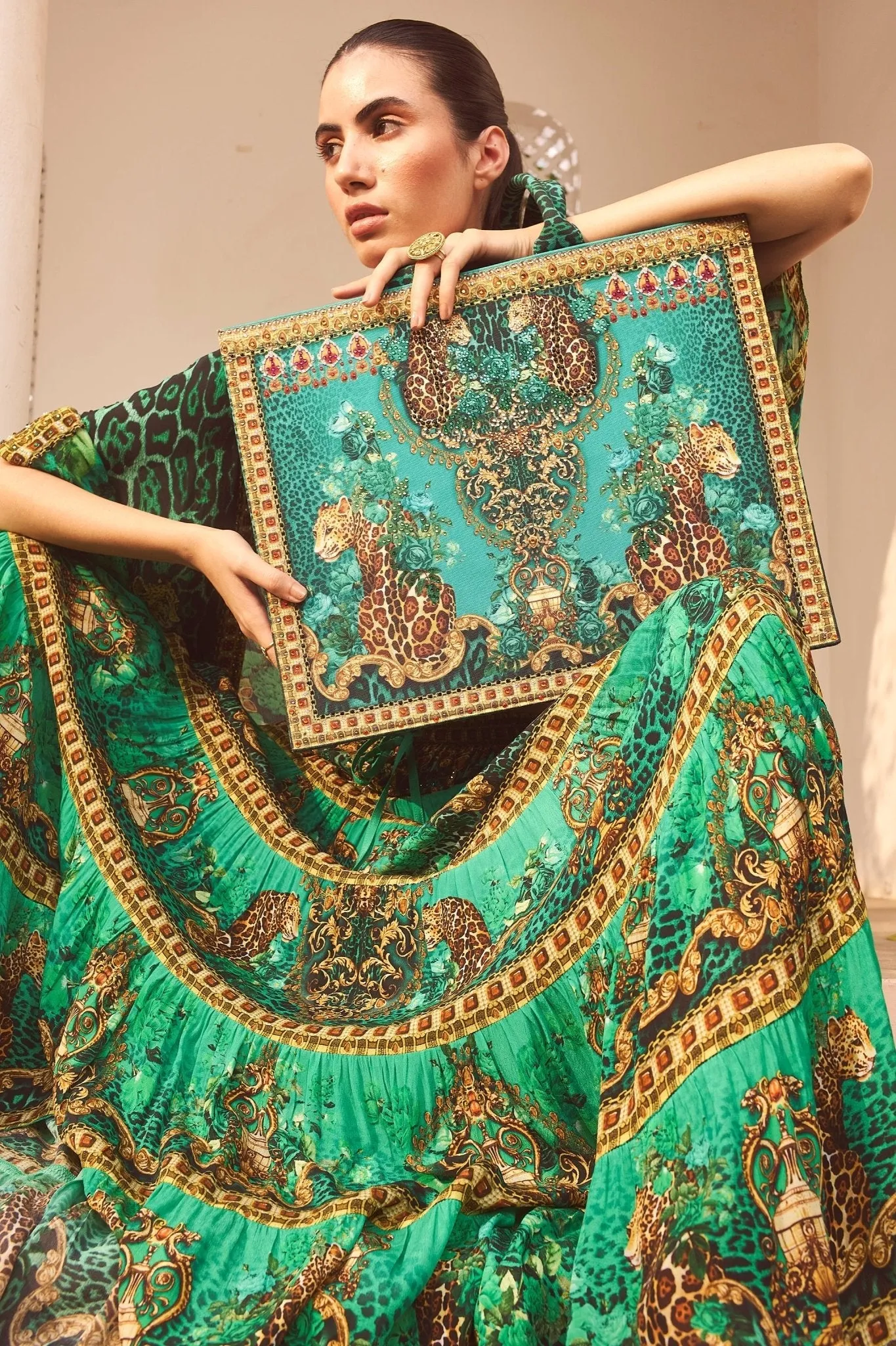 EMERALD LEOPARDESS MAXI SKIRT