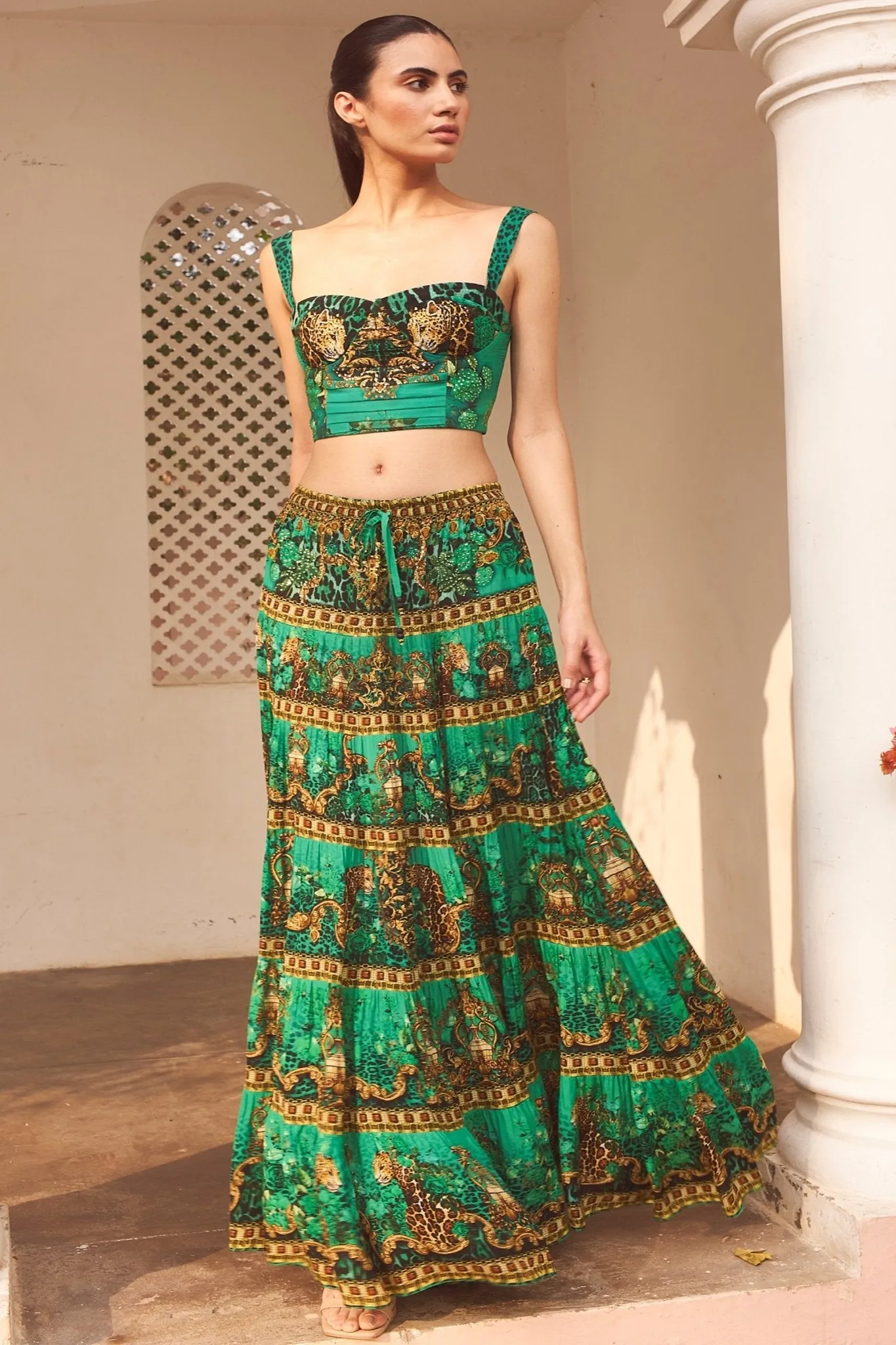 EMERALD LEOPARDESS MAXI SKIRT