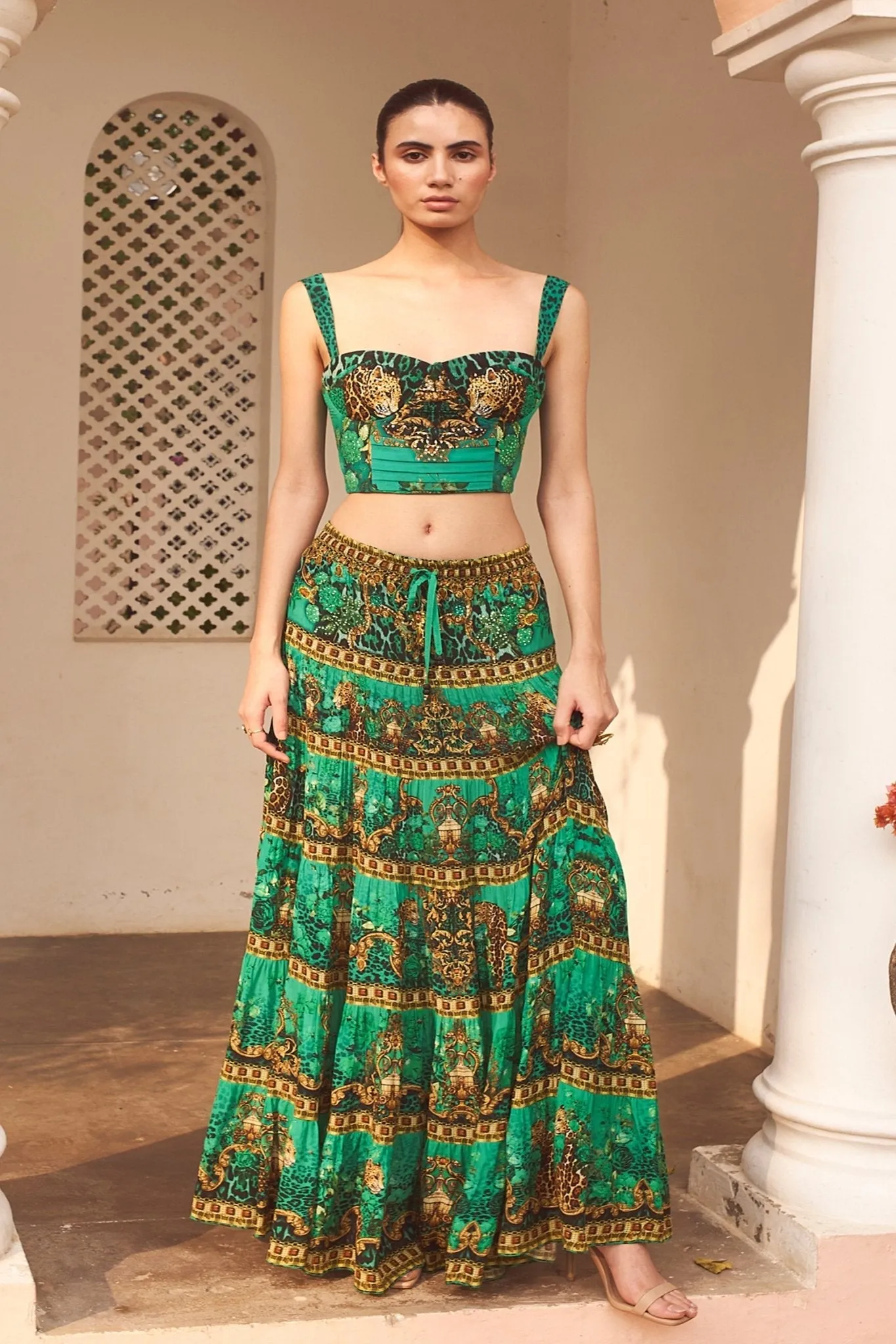 EMERALD LEOPARDESS MAXI SKIRT