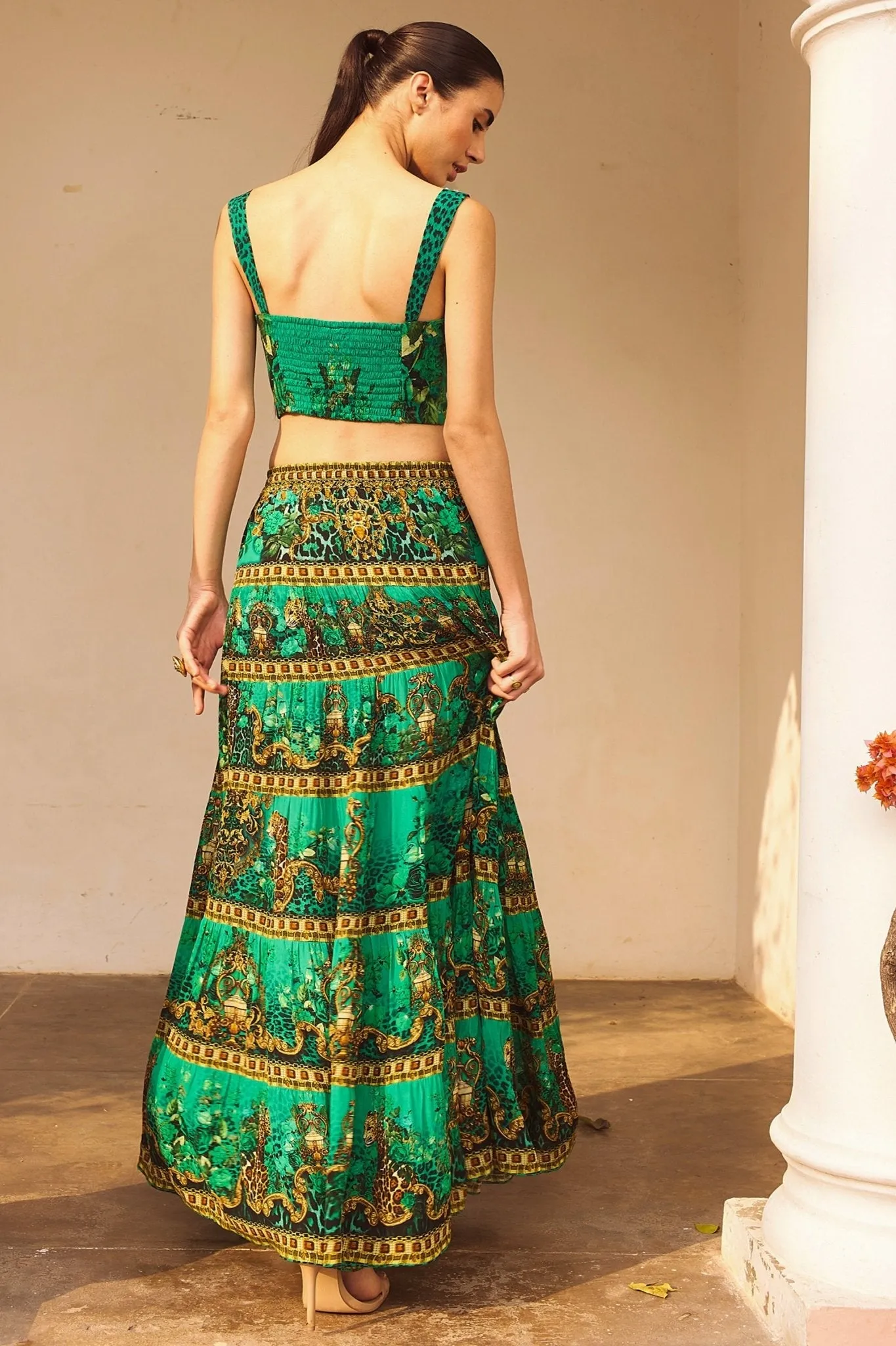 EMERALD LEOPARDESS MAXI SKIRT