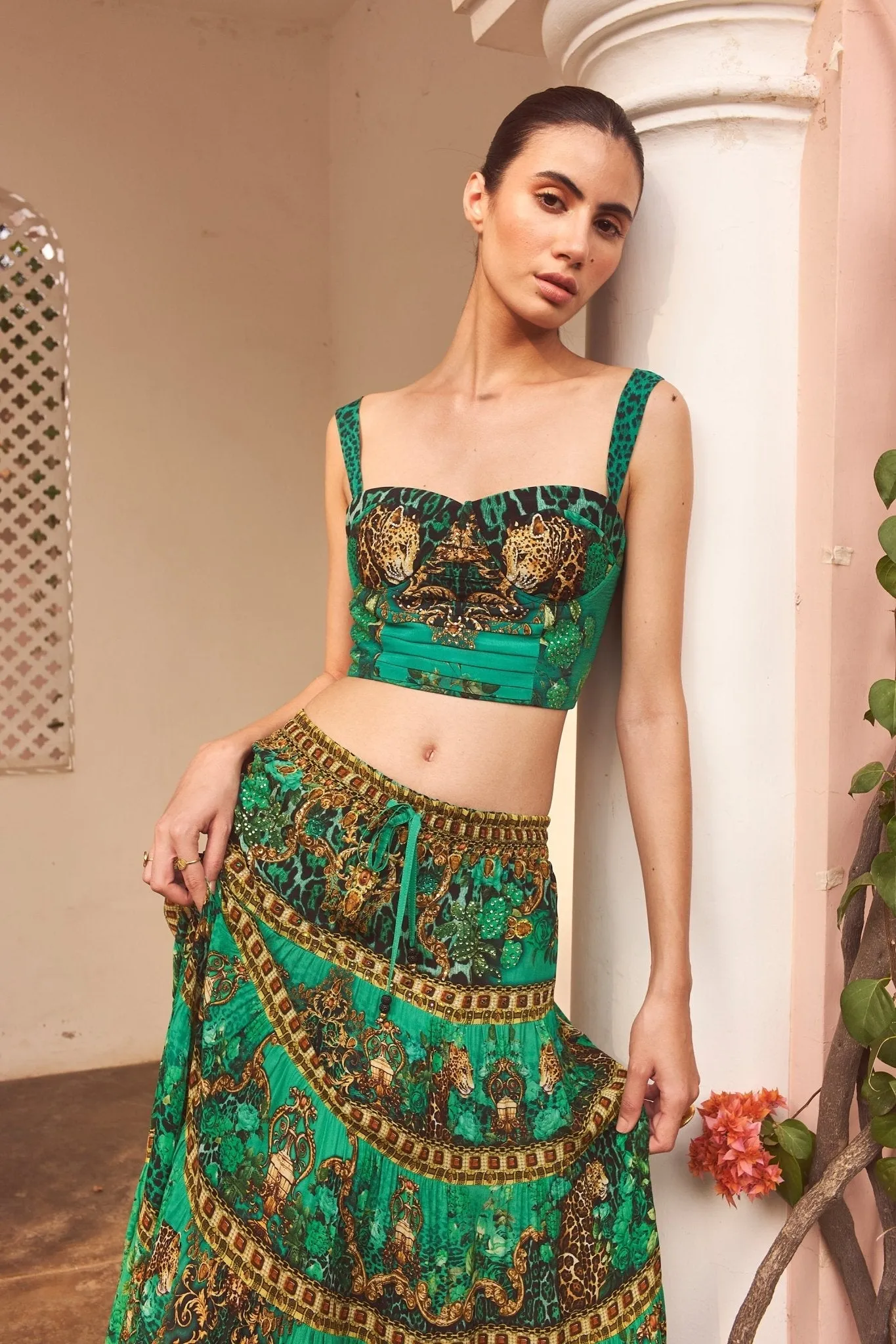 EMERALD LEOPARDESS MAXI SKIRT