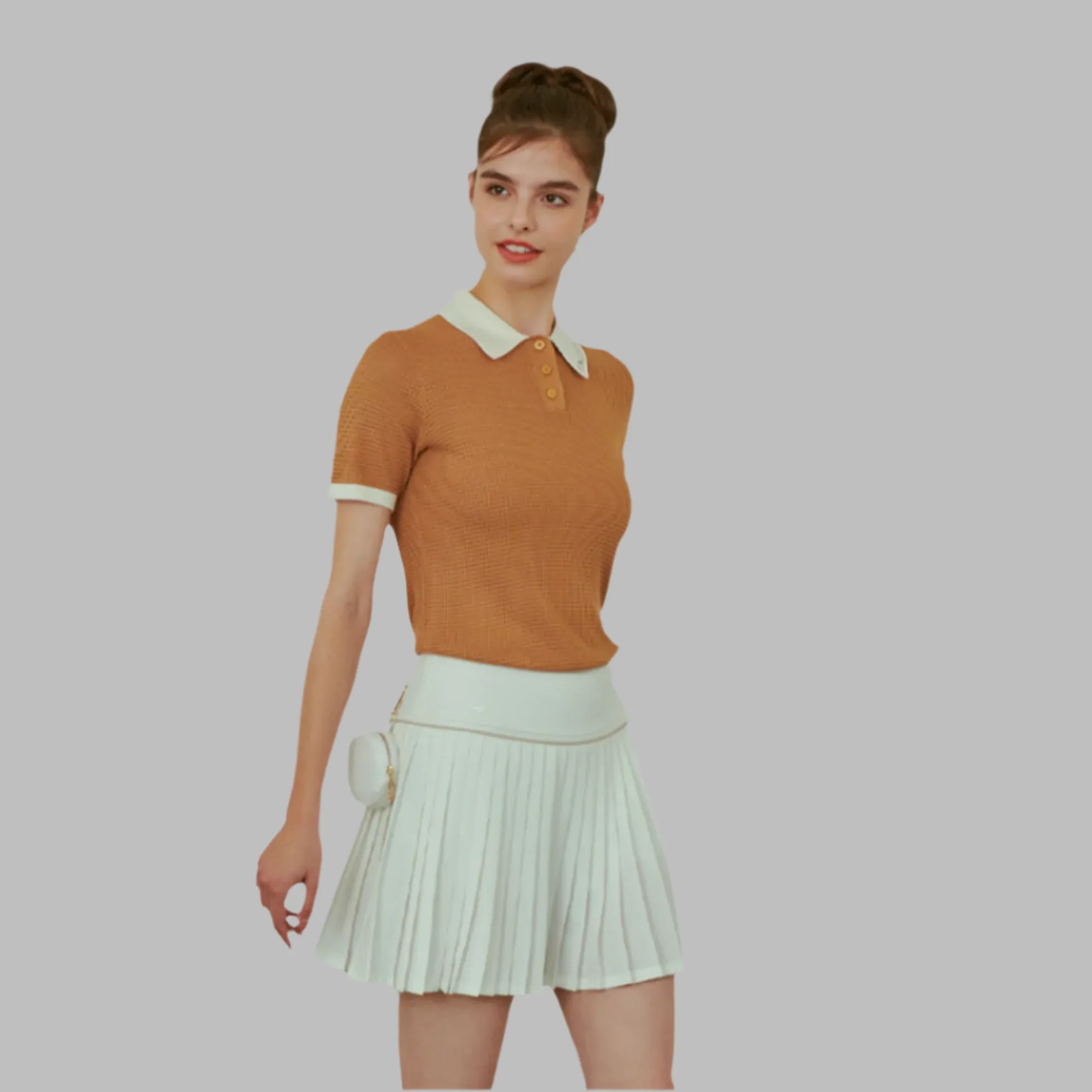 Falcosia Brown Knit Waffle Top