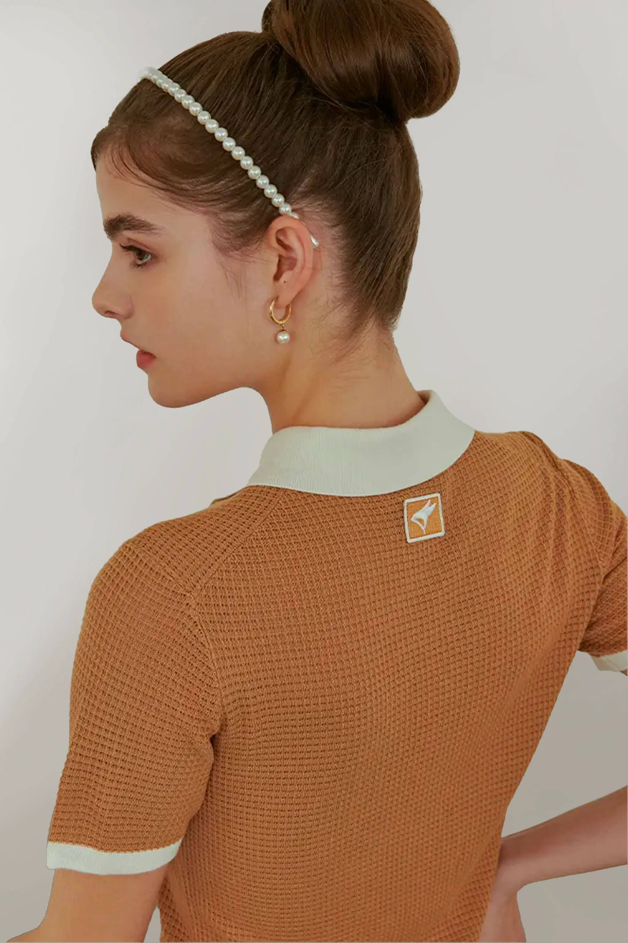 Falcosia Brown Knit Waffle Top