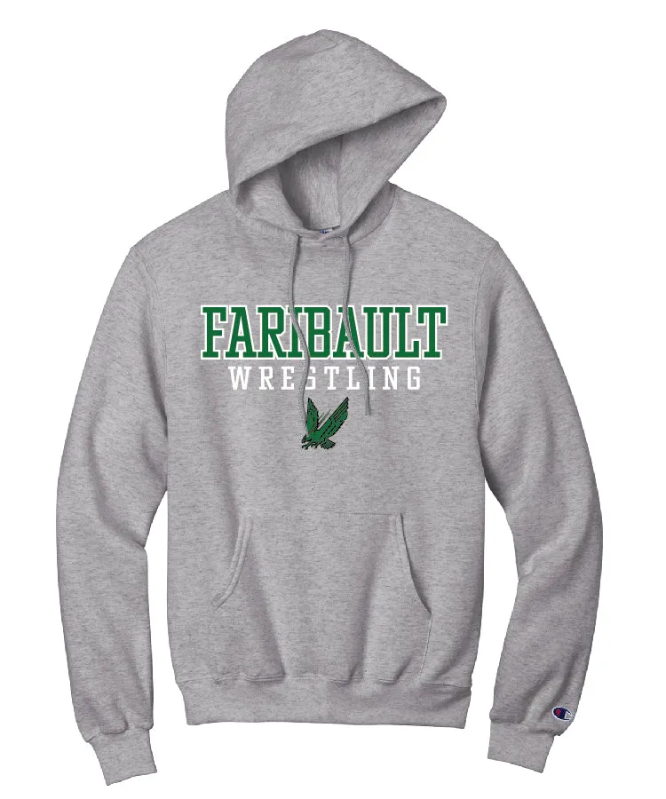 Faribault Wrestling Hoodie Champion- Twill and Embroidered