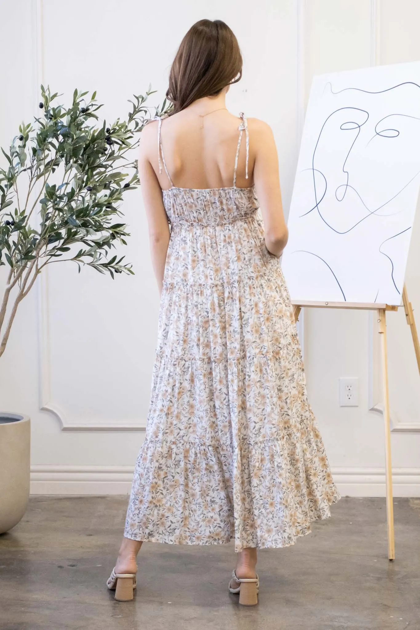 Floral Shirred Tiered Maxi Dress