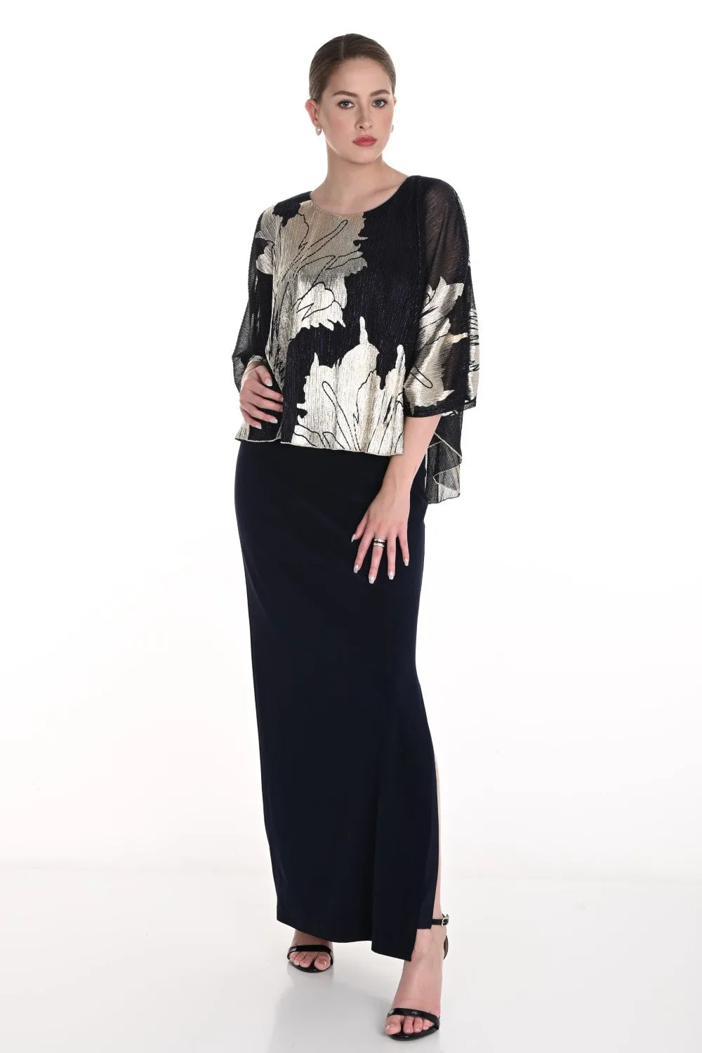 Frank Lyman Dress 258325 Navy/gold