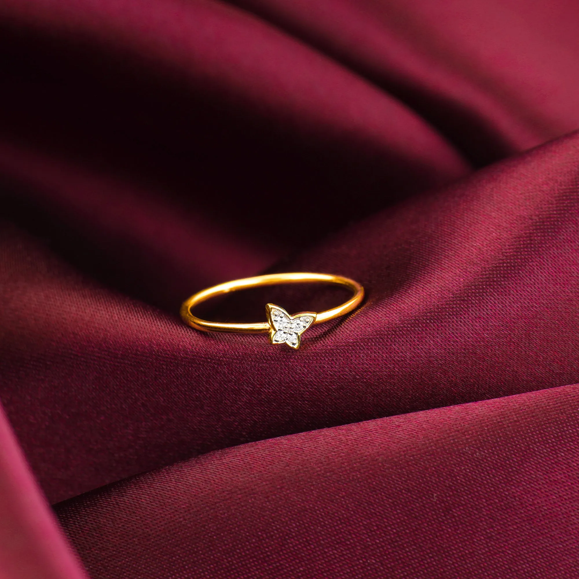 Gold Butterfly Diamond Ring