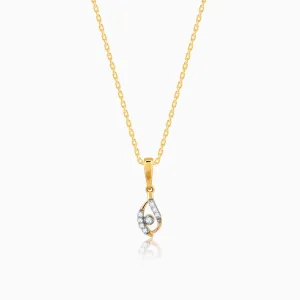 Gold Captivating Droplet Diamond Pendant