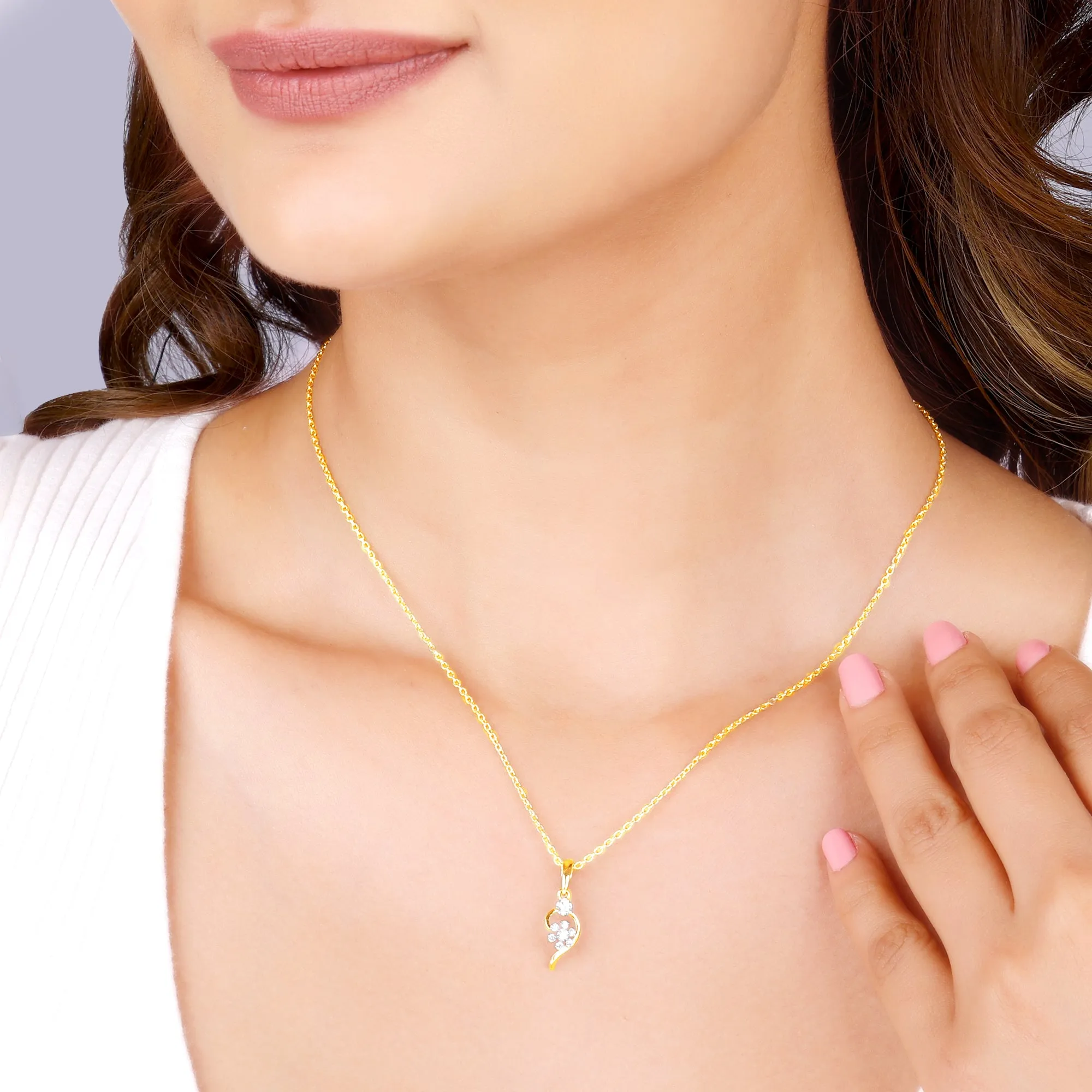 Gold Feathery Elegance Diamond Pendant