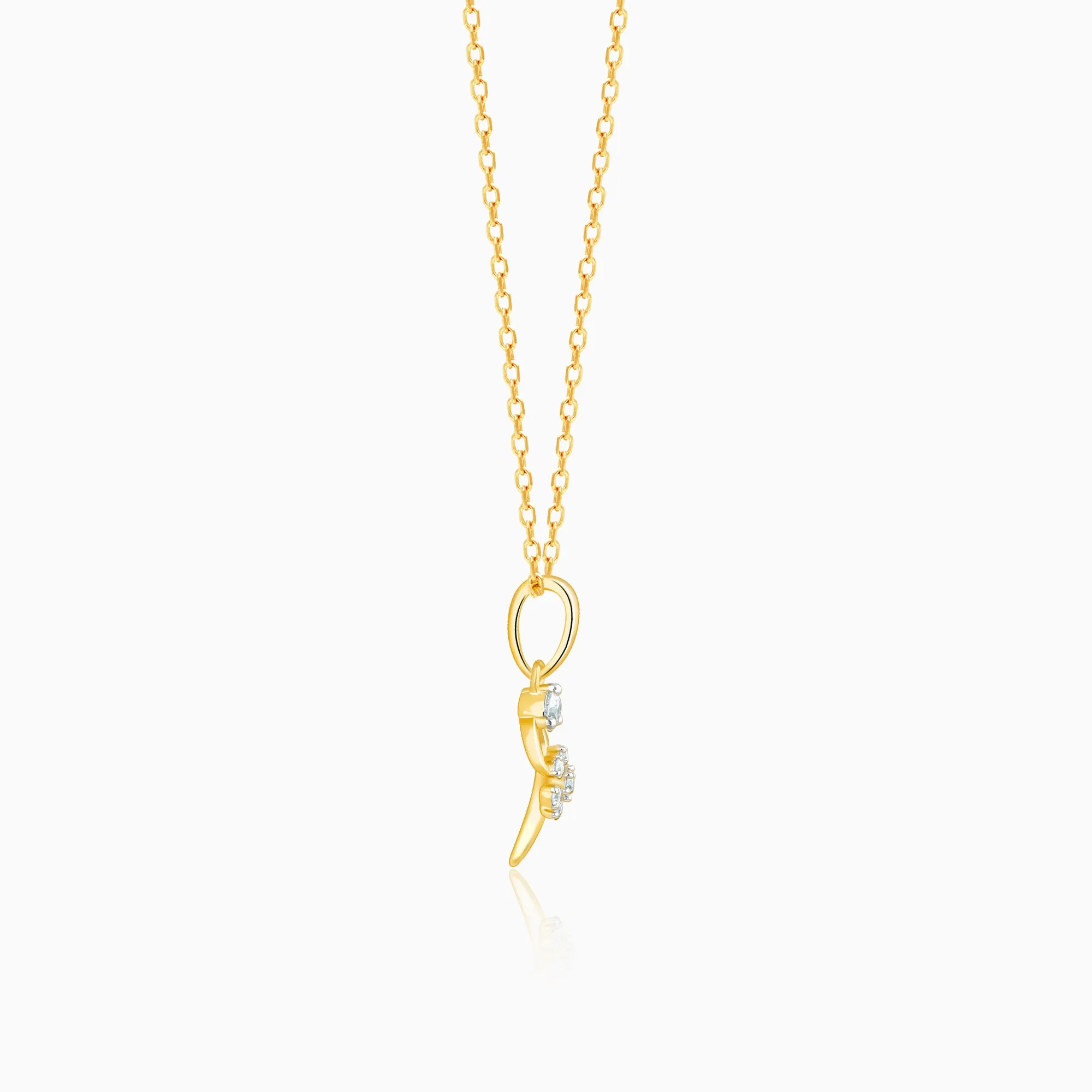 Gold Feathery Elegance Diamond Pendant