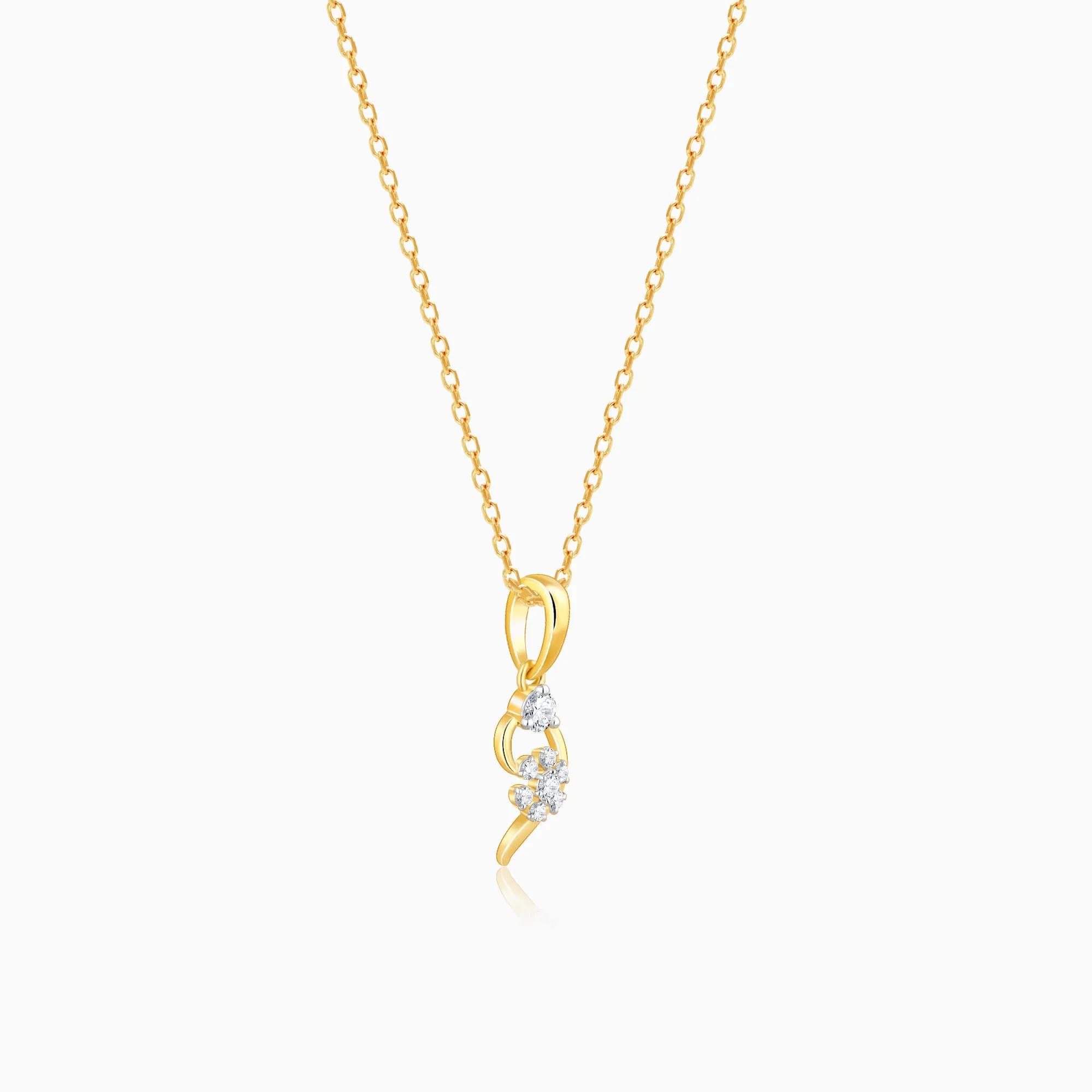Gold Feathery Elegance Diamond Pendant