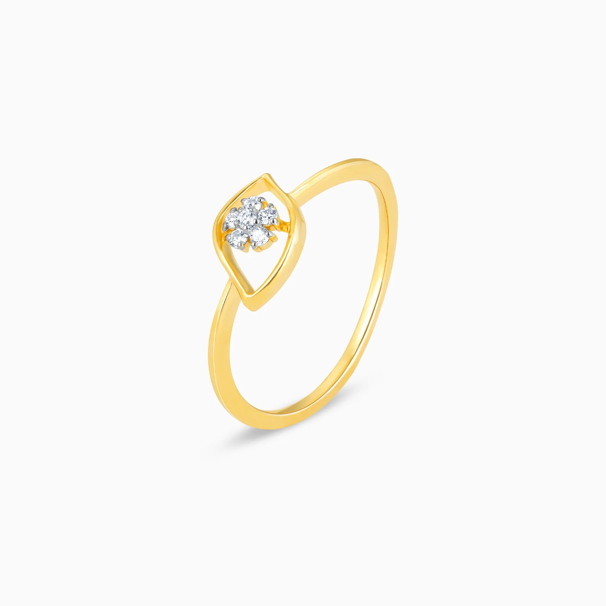 Gold Glowing Flower Diamond Ring