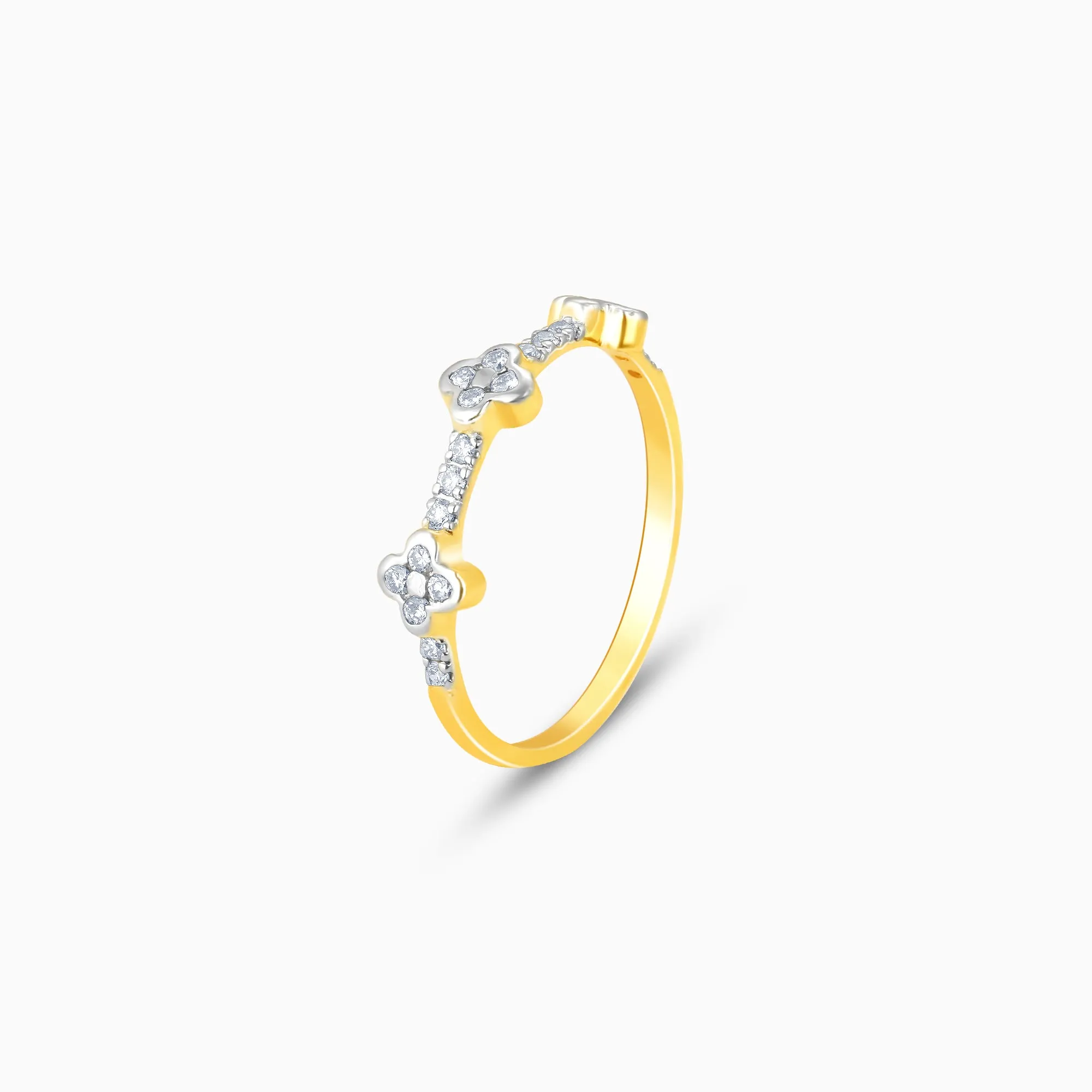 Gold Ornate Floral Diamond Ring