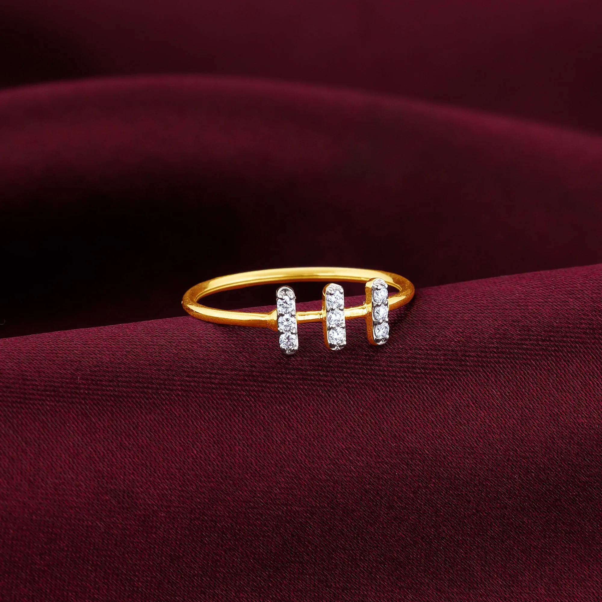 Gold Tribar Diamond Ring