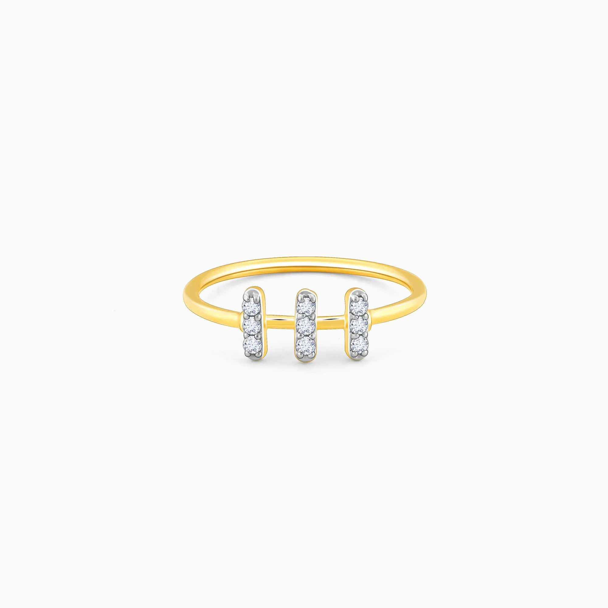 Gold Tribar Diamond Ring