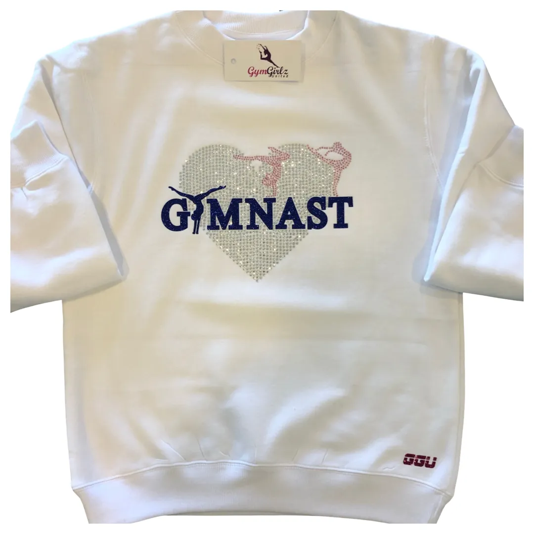 Gymnast Heart Rhinestone Fleece Jumper