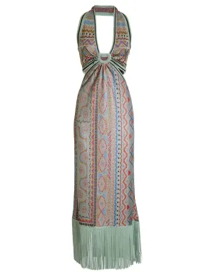 Halter Neck Knit Maxi Dress